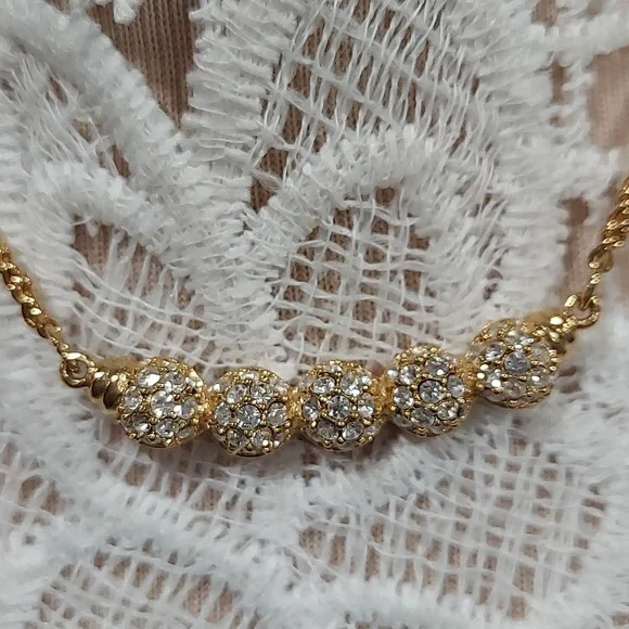 Swarovski gold tone and crystal bar necklace - Picture 2 of 3